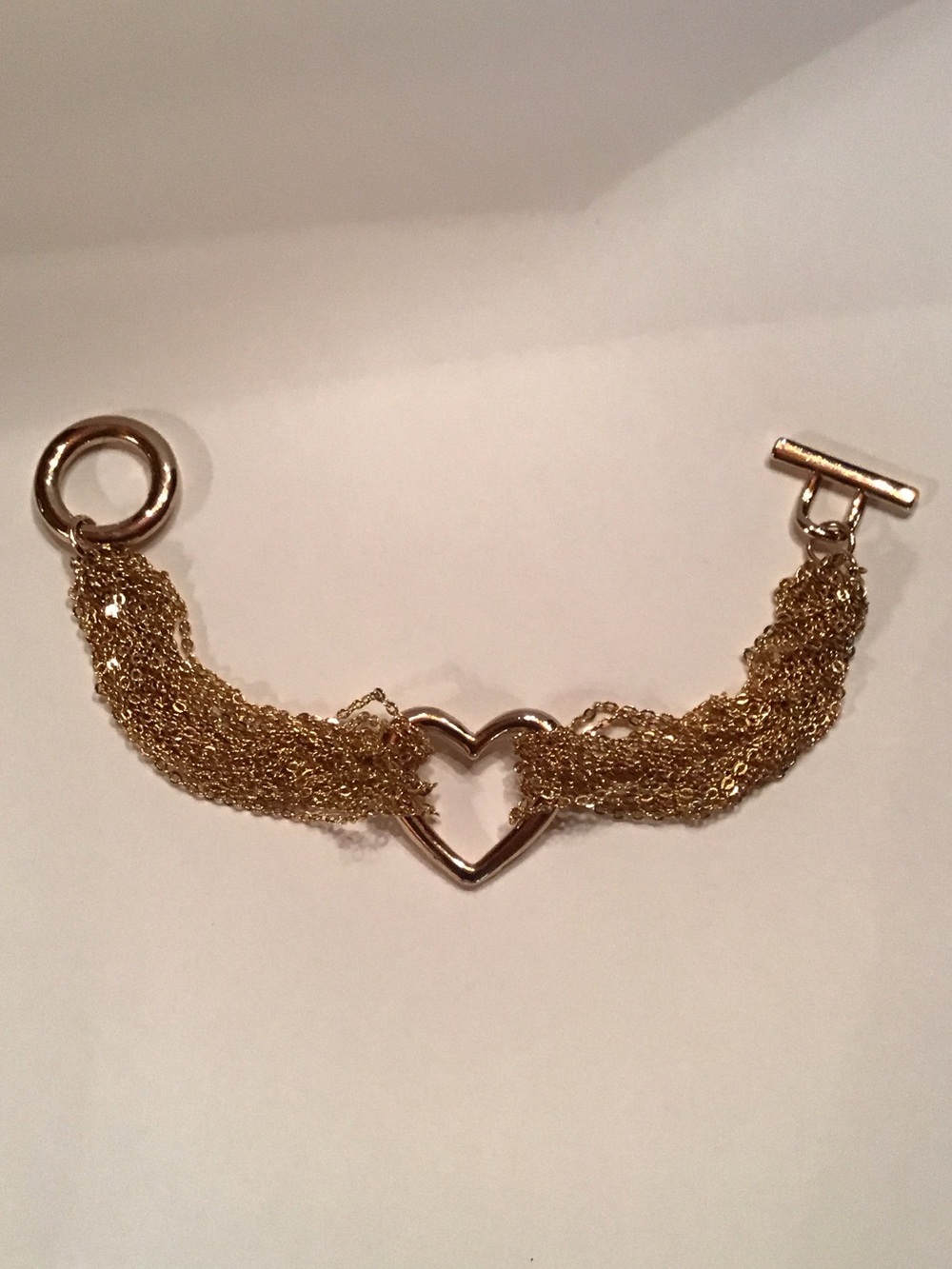 Gold Heart Multi-Strand Toggle Bracelet - Unbranded